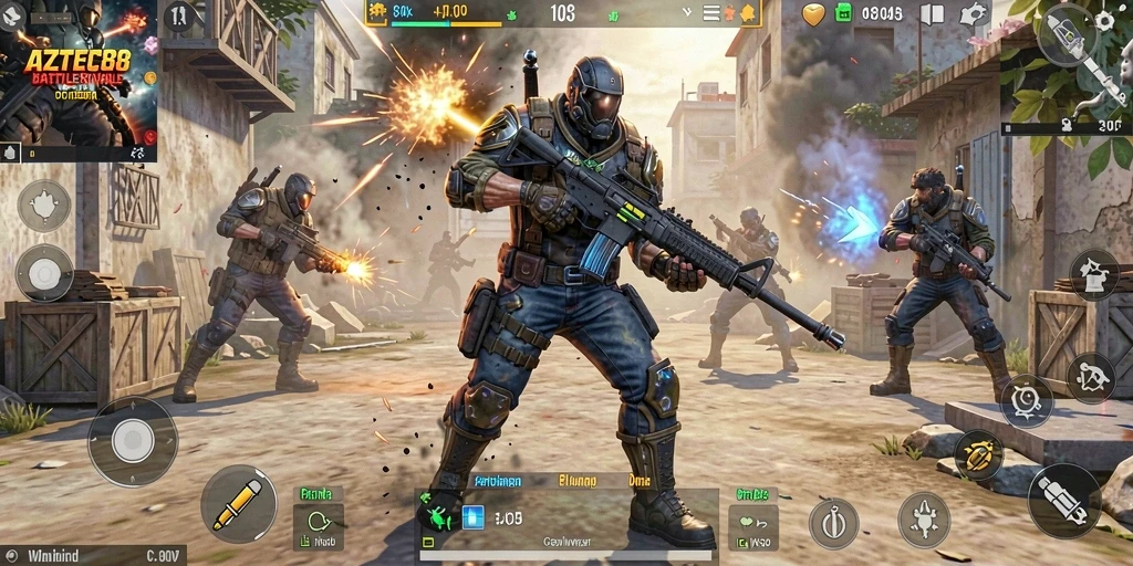 Tampilan gameplay intens di AZTEC88 dengan pertempuran memukau.