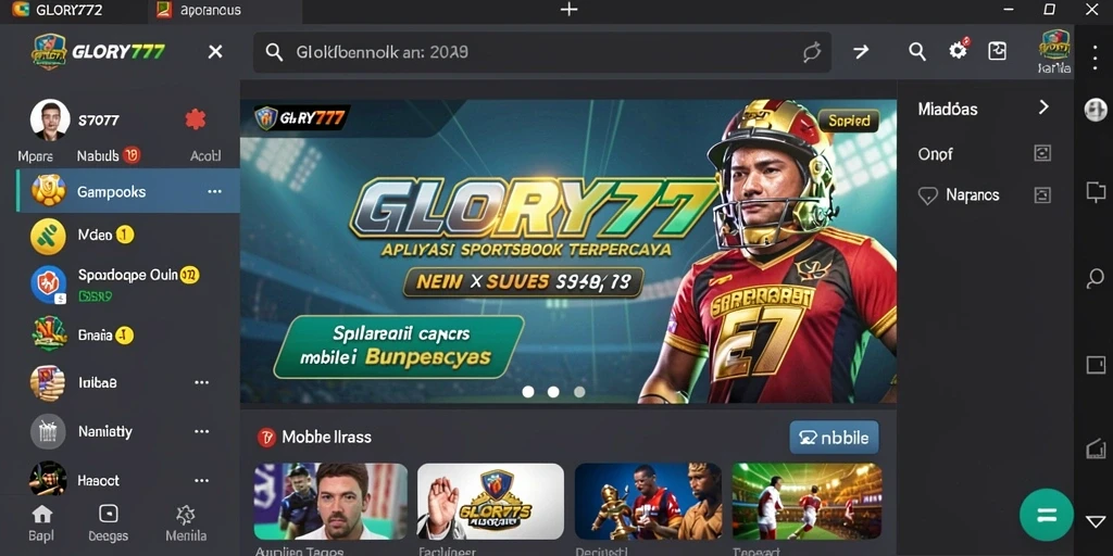 Tampilan gameplay seru di aplikasi GLORY777 sportsbook.
