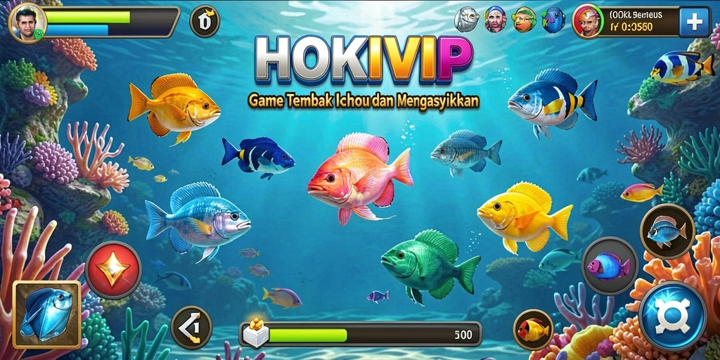 Gameplay HOKIVIP menampilkan aksi seru dalam berburu ikan.