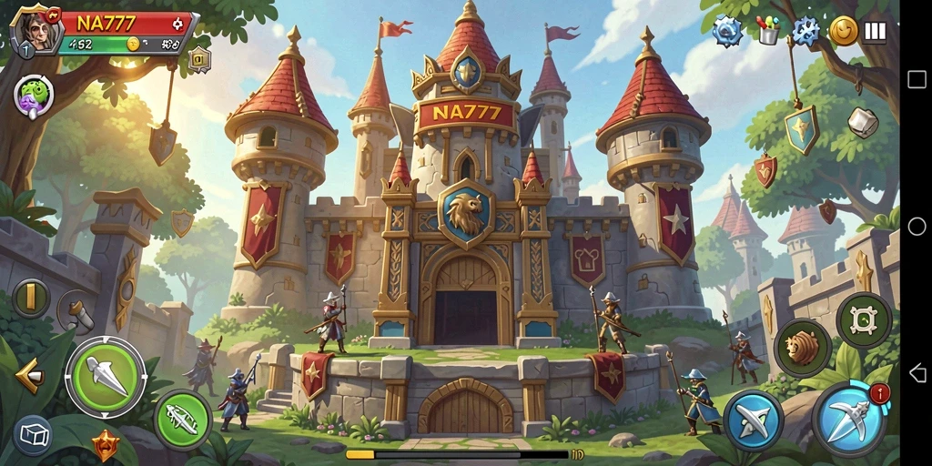 Tampilan gameplay seru dalam permainan Tower Defense NA777.